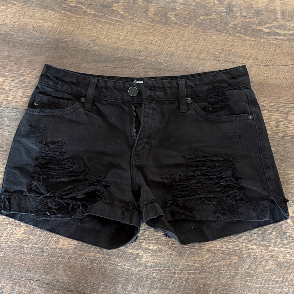 KanCan Black Distressed Jean Shorts